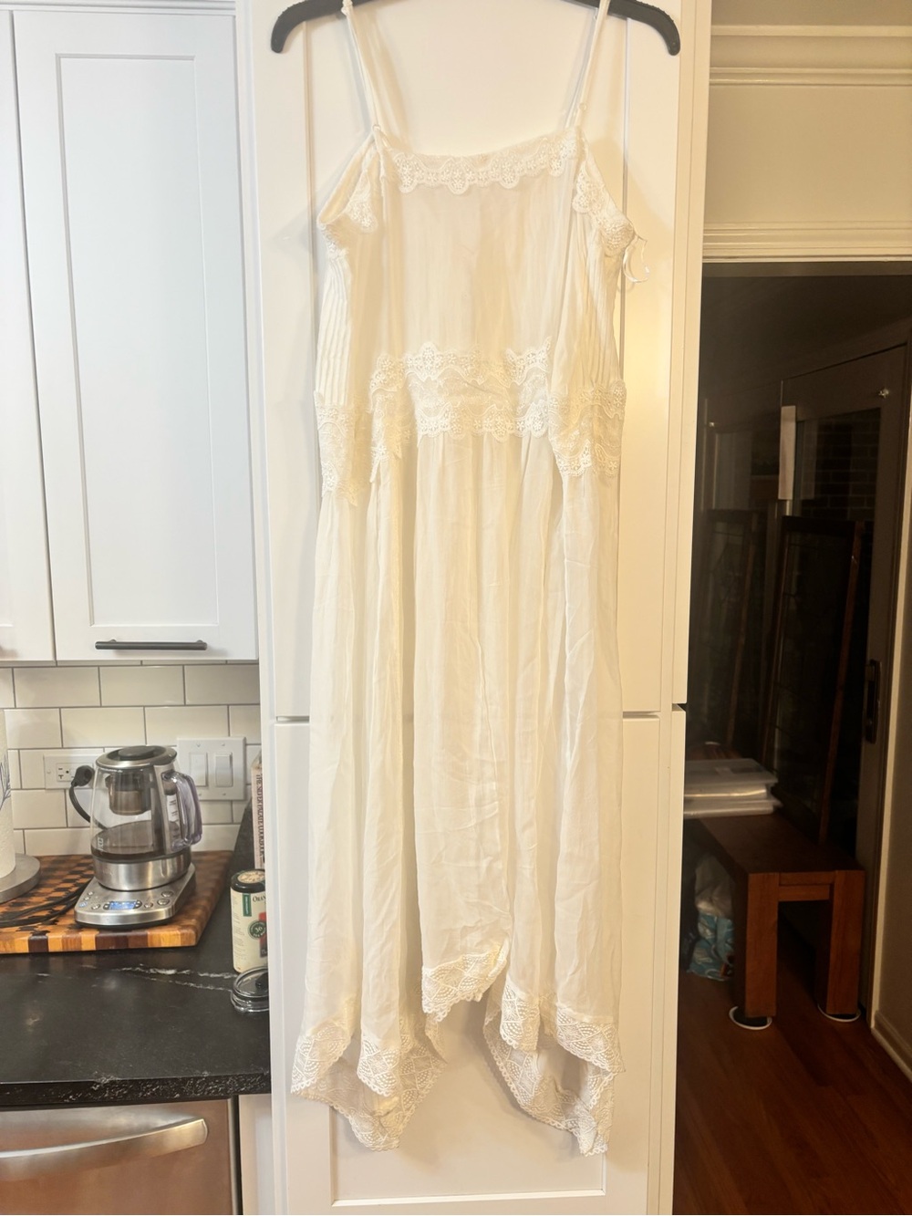 new Free People Snowbird Maxi lace trim button down top in ivory off white - Picture 11 of 14